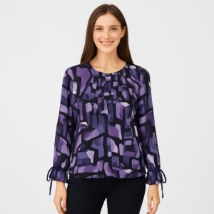 Purple Abstract Geometric Print Ladies Top